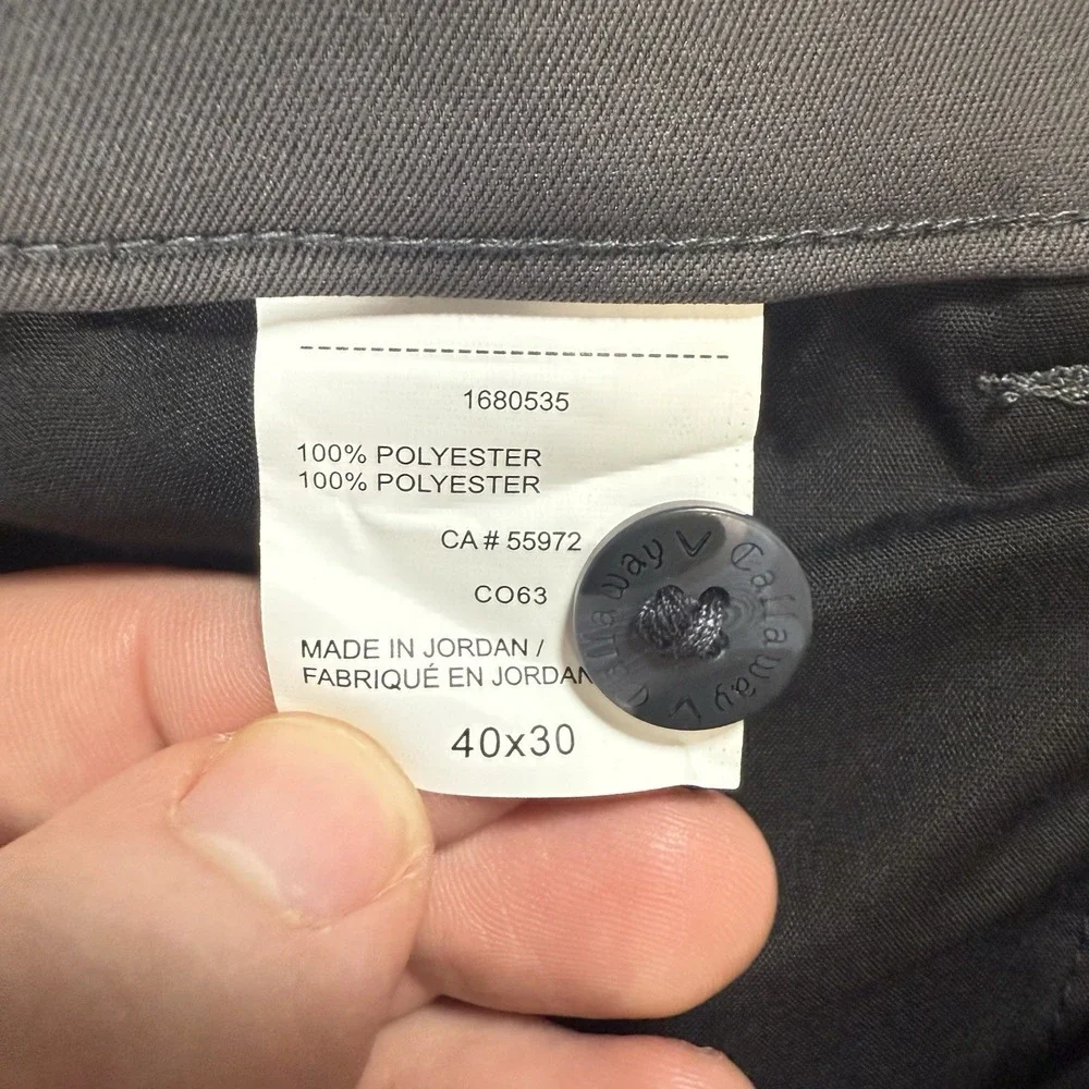 New Callaway Pants Mens 40x30 Gray Stretch Lightweight 5 Pocket‎ Golf Athletic